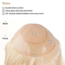 P6814BSC Double Monofilament Top Human Hairpiece For Women -Wavy Hair Shop Base 59146.1683921500