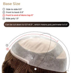 P8914BSC Extra Large Mono Top Hairpiece | 14" Remy Human Hair -Wavy Hair Shop Basesize 71064.1683313338