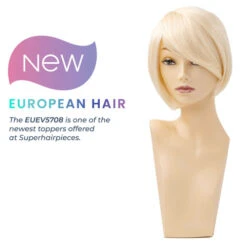 EUEV5708 Mono Top With 1/2" PU Edge Perimeter And 1/8" French Lace Front. 4 Clips On Each Corner -Wavy Hair Shop EUEV5708 03160.1660931226