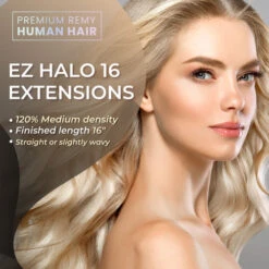 Premium Remy Human Hair Halo Hair Extensions - Ez Halo 16