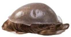 European Hair Injected Skin Mens Toupee M121 8"x10" Poly Skin -Wavy Hair Shop GS2A2754 M121 Base2 61037.1597345383