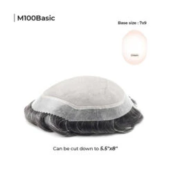 Mens Toupee M100 Basic 7"x 9" Mono Top Hairpiece - Basic Version -Wavy Hair Shop M100B 2 95397.1641484677