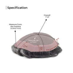 Mens Toupee M100 Basic 7"x 9" Mono Top Hairpiece - Basic Version -Wavy Hair Shop M100B 4 15812.1641485073