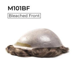 Toupee M101BF Thin Skin Hair Piece For Men With Bleached Knot Front