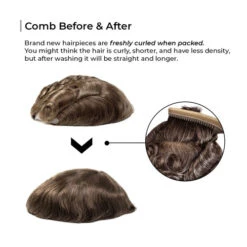 Toupee M101BF Thin Skin Hair Piece For Men With Bleached Knot Front -Wavy Hair Shop M101 7 98144.1659711467