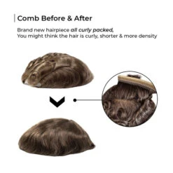 Toupee M104 Monofilament Lace Top With Natural Hair Line - Basic Version -Wavy Hair Shop M104 6 50827.1659554478