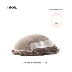 Mens Toupee M106L 8"x10" French Lace Poly Back -Wavy Hair Shop M106 1 91479.1649445826