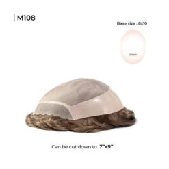 Mens Toupee M108 8"x10" Human Hair Mono Silk Lace Top Hairpiece -Wavy Hair Shop M108 2 04523.1650316790