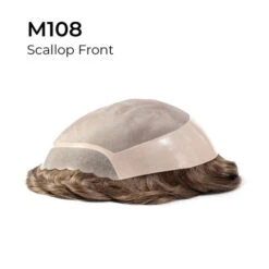 Mens Toupee M108 8"x10" Human Hair Mono Silk Lace Top Hairpiece -Wavy Hair Shop M108 Thumb 39379.1659537912