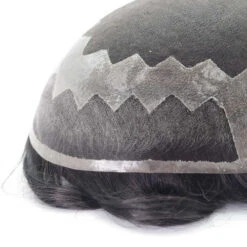 Toupee M110P Super Fine Welded Lace Hairpiece For Men With Clear Poly Painting Perimeter -Wavy Hair Shop M110P 3 90403.1682089622