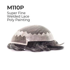 Toupee M110P Super Fine Welded Lace Hairpiece For Men With Clear Poly Painting Perimeter
