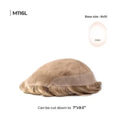 Mens Toupee M116L 8"x10" Swiss Lace Poly Back Mens Hairpiece -Wavy Hair Shop M116L 1 51505.1632329749