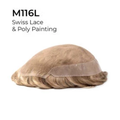 Mens Toupee M116L 8"x10" Swiss Lace Poly Back Mens Hairpiece -Wavy Hair Shop M116L Thumb 56647.1659543246