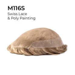 Mens Toupee M116S 6"x8" Swiss Lace Poly Back Mens Hairpiece