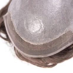 M161 Mens Toupee 8"x10" Poly Skin Invisible Knot Mens Hair System -Wavy Hair Shop M161 1 35149.1659543664