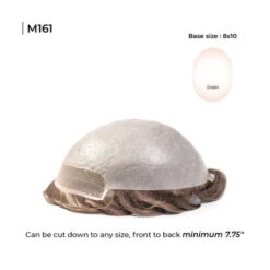 M161 Mens Toupee 8"x10" Poly Skin Invisible Knot Mens Hair System -Wavy Hair Shop M161 1 30330.1659543655