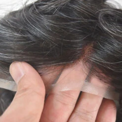 M161 Mens Toupee 8"x10" Poly Skin Invisible Knot Mens Hair System -Wavy Hair Shop M161 2 05268.1659546421