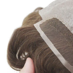 M161 Mens Toupee 8"x10" Poly Skin Invisible Knot Mens Hair System -Wavy Hair Shop M161 4 26066.1659550613