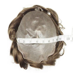 M161 Mens Toupee 8"x10" Poly Skin Invisible Knot Mens Hair System -Wavy Hair Shop M161 6 12254.1659550603