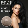 P41L16 Full Clear Skin Base Lady's Top Hairpiece 16" Long Hair -Wavy Hair Shop P41L16 05534.1682447808