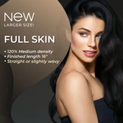 P41L16 Full Clear Skin Base Lady's Top Hairpiece 16" Long Hair -Wavy Hair Shop P41 6 48469.1668699946