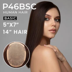 P46BSC Mono Lace Top Human Hair Topper With Clips