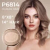 P6814 Double Monofilament Top Human Hairpiece For Women -Wavy Hair Shop P6814 NEW 11605.1684425415