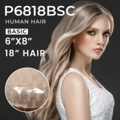 P6818BSC Monofilament Top 18” Long Human Hair Topper