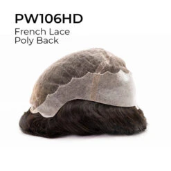 Mens Partial Wig PW106HD French Lace Poly Back Men's Hairpiece