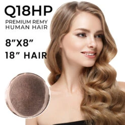 Q18HP Premium Remy Human Hair French Lace Hair Topper