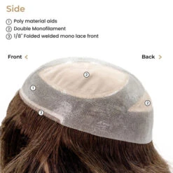 P8914BSC Extra Large Mono Top Hairpiece | 14" Remy Human Hair -Wavy Hair Shop SIDE 15644.1682442818
