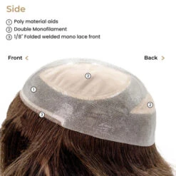 P8922 Basic Extra Large Mono Top Remy Human Hair Topper -Wavy Hair Shop SIDE 18285 86614.1679429121