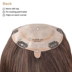 Ez Volume 5512 - Premium Human Hair Mono Silk Top Clip-In Hair Topper -Wavy Hair Shop back 55310.1669060259