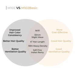 Toupee M102 Basic 8"x10" Mono Silk Top Lace -Basic Version -Wavy Hair Shop comparison chart 19668.1659555504