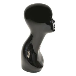 Wig Display Mannequin Head Female Glossy Black -Wavy Hair Shop emale Glossy Black 31009.1649950036